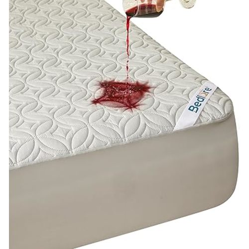 BEDLORE Waterproof Mattress Protector, Twin Size Mattress Pad with Deep Pocket 6"-15" Depth, Soft Dirt-Proof Double Bed Mattress Cover for Bedroom, College Dorm, Hotel (Light Gray)