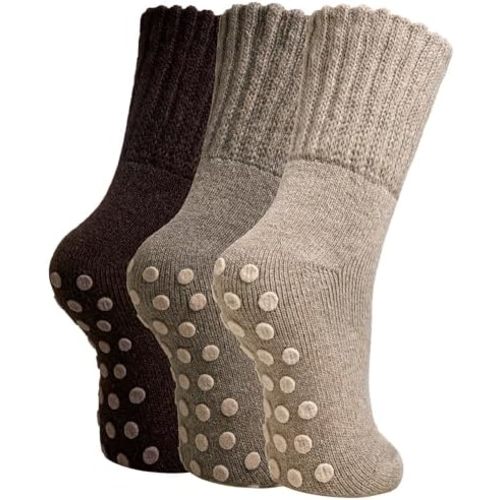 SeeyAN Merino Wool Grip Socks For Womens Non Slip Ski Boot Hiking Thermal Winter Warm Cozy Anti Skid Socks 3 Pairs