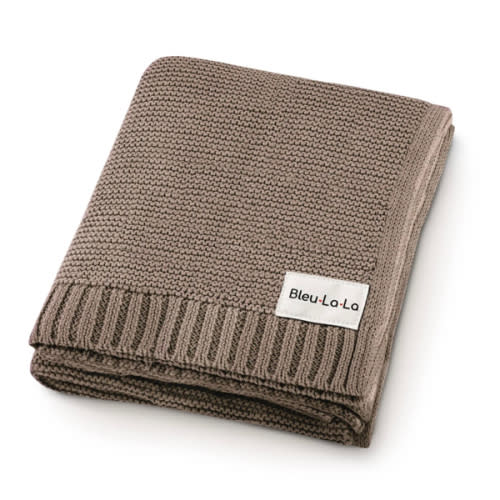 Bleu La La Heritage Knit Organic Cotton Baby Swaddle Blanket in Mocha