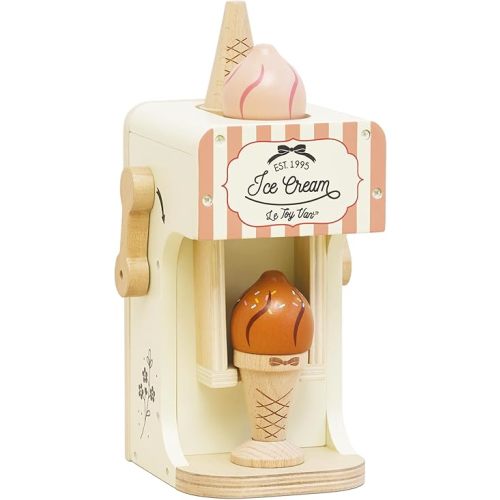 Le Toy Van - Ice Cream Machine and Wooden Ice Cream Set - Pastel Ice Cream Cones - Pretend Play Magnetic Toy Food - Role Play Food - Play Food Sets for Children - Wooden Food - Age 3 Years +