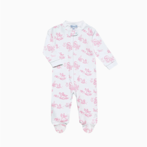 Pink Toile Zipper Footie
