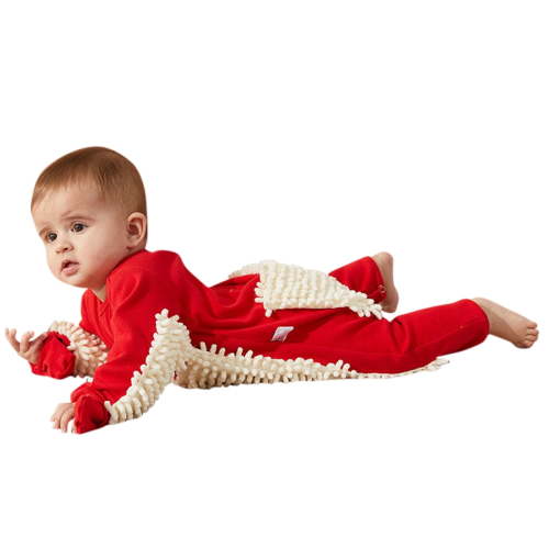 DHFJKG Baby Mop Onesie Funny Romper Convertible Mittens Long Sleeve Crewneck Floor-Wiping Crawling Suit Jumpsuits For Boys Girls 3-18 Months Lovely Onesies