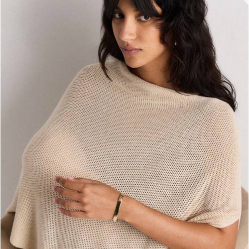 Quince Lightweight Cotton Cashmere Nursing Shawl in Heather Oatmeal