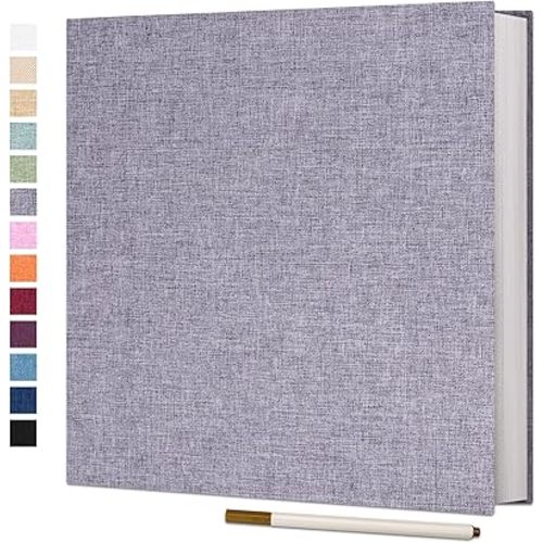 Vienrose Large Photo Album Self Adhesive for 4x6 5x7 8x10 Pictures Scrapbook Album DIY Scrap Book 40 Sticky Pages with A Metallic Pen Grey