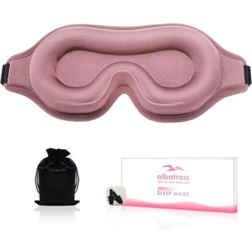 Albatross Health Sleep Eye Mask for Men and Women, Ideal for Lash Extensions, Travel Blackout Night Blindfold with Adjustable Strap (Pink-3D)