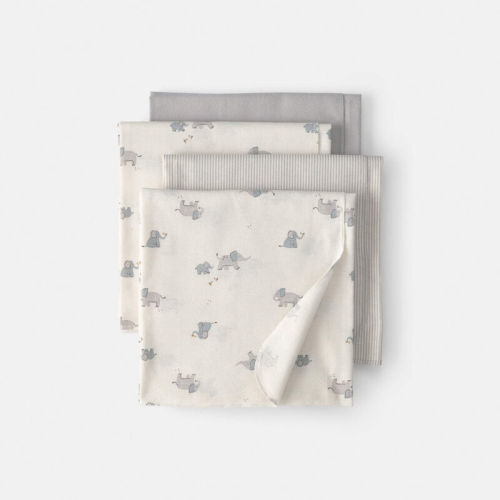 Baby 4-Pack Elephant Receiving Blankets - Grey/Ivory | Carter’s Oshkosh Canada