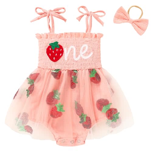 Baby Girl 1st Birthday Clothes One Year Old Tulle Romper Sleeveless Bodysuit Cake Smash Outfits