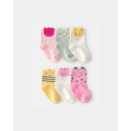 Baby Girl 6-Pack Floral Critter Socks - Pink/Yellow | Carter's
