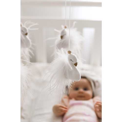 White Feather Swan Mobile, Elegant Nursery Decor, Baby Girl Gift