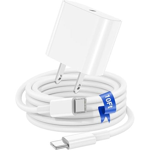 iPhone 17 16 15 Fast Charger Block and 10ft Type C to C Cable Cord Long, 20W USB C Charging Plug for Apple iPhone 17 Pro Max/17 Air/16 Pro Max/16/15 Pro/15 Plus/iPad Mini,Wall Power Adapter Cube Brick