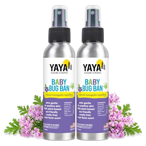 YAYA ORGANICS Baby Bug BAN - DEET-Free Natural Bug Spray – Plant-Based Mosquito Repellent for Kids, Babies, Pregnant Moms, Nursing Moms - Lightweight Non-Greasy, Made in USA, 4 oz (Pack of 2)