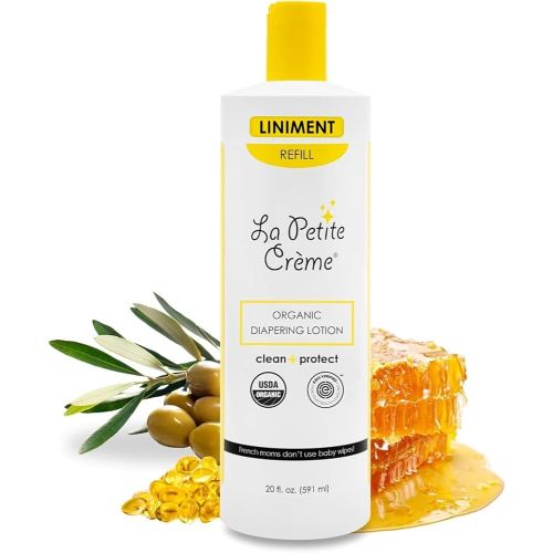 La Petite Creme French Premium Diapering Lotion - Diaper Cream Alternative to Baby Wipes - Gentle Moisturizer & Skin Cleanser with USDA Certified Organic Ingredients - Baby Essentials (20 oz)