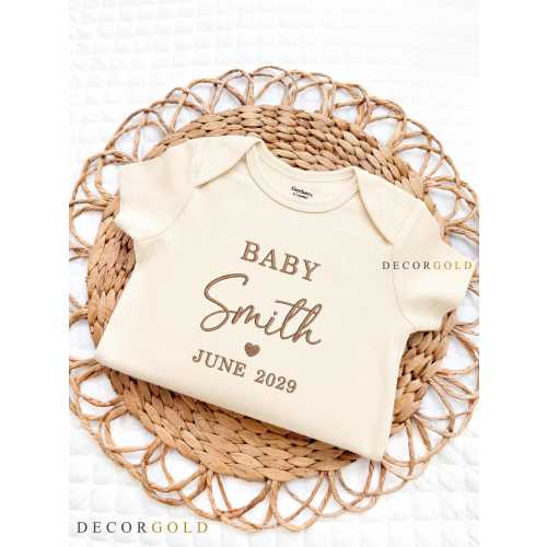 Embroidered Announcement Onesie® Personalized Baby Pregnancy Announcement Onesies®, Custom Baby Name Onesie® Custom Baby Bodysuit