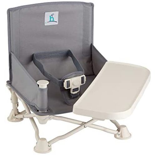 hiccapop Omniboost Travel Booster Seat with Tray for Baby | Folding Portable High Chair for Eating, Camping, Beach, Lawn, Grandma’s | Tip-Free Design Straps to Kitchen Chairs - Go-Anywhere High Chair