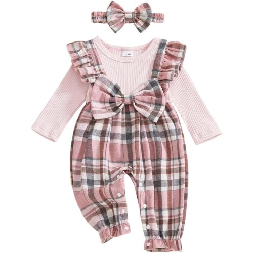 YINGISFITM Newborn Baby Girl Clothes Long Sleeve Romper One Piece Jumpsuit Fall Winter Infant Outfits 0 3 6 9 12 18 Months