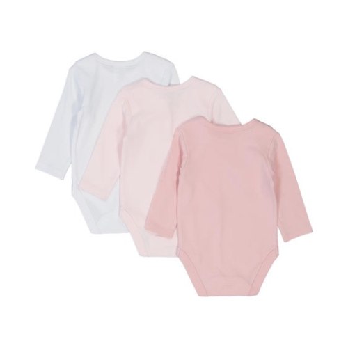 Medium Pink Baby 3 Pack Long Sleeve Interlock Bodysuit | Best&Less™ Online