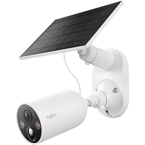 TP-Link 𝗧𝗮𝗽𝗼 SolarCam 2K, Outdoor Battery Camera w/Solar Panel Base, Wireless Camera, 2K QHD, 150° Super-Wide FOV, Free Person/Vehicle/Pet Detection, SD/Cloud Storage, Starlight Color Night Vision