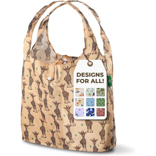 ECO CHIC Foldable Reusable Grocery Bags - Lightweight, Recycled & Reusable Shopping Bag - Waterproof Packable Tote