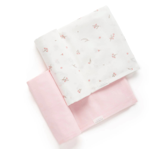 Pink 2 Pack Blossom Muslin Wrap - Baby Swaddles - Purebaby - Purebaby