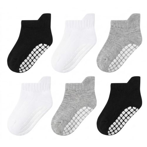 Toddler Non Slip Grip Ankle Socks with Grippers for Baby Boys Girls | Cute Seamless Anti Skid Low Cut Socks 6 Pairs