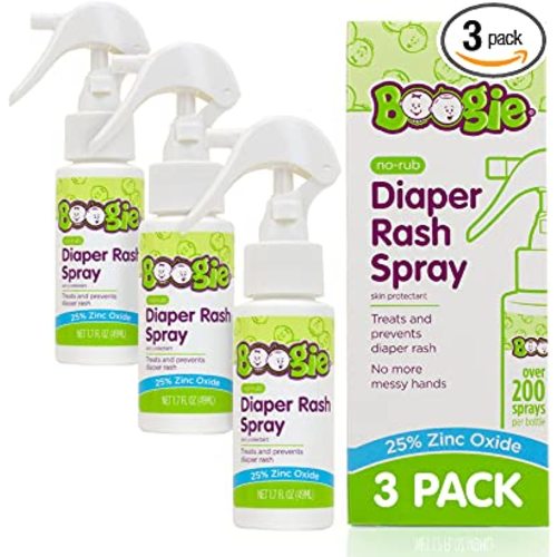 Amazon.com: Baby Diaper Rash Cream Spray by Boogie Bottoms, No-Rub Touch Free Application for Sensitive Skin, Over 200 Sprays per Bottle, 1.7 oz, Pack of 3 : Baby