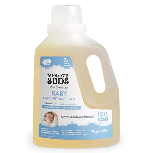 Molly's Suds Baby Liquid Laundry Detergent | Removes Formula, Poop & Spit-Up Stains | Extra Gentle on Newborn Skin (Fragrance Free, 100 Loads)