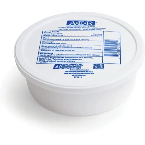 Birchwood Laboratories A-E-R Pre-Moistened Medicated Cooling Witch Hazel Pads For Hemorrhoid & Postpartum Relief, 40 Count