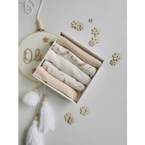 Gauze baby burp cloth, Set of handkenchief, Muslin cloth for baby, Shoulder cloth pad, Muslin squares with design, Organic cotton baby cloth