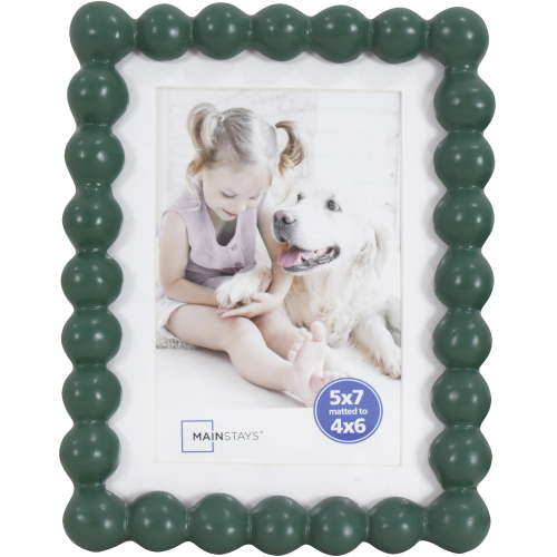 Mainstays Greenbrier Bubble Beaded Picture Frame, 5 x 7, Matted to 4 x 6, Green, Wall or Tabletop Display