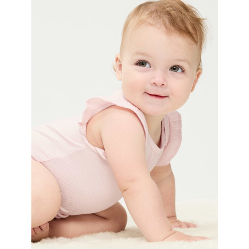Unisex Short-Sleeve Ribbed Bodysuit for Baby