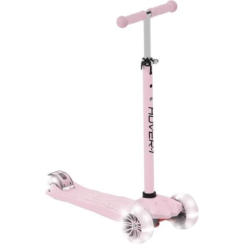 Hover-1 Solaris Kick Scooter with Multicolor Wheel Lights, 4.5” Front Wheels, Rear Foot Brake, and 110 Pound Weight Capacity