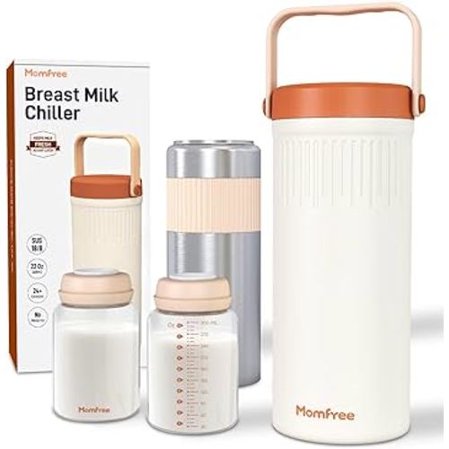 22oz Portable Breast Milk Cooler for Breastmilk Storage, Liquid Gold Saver 360° Cooling Keeps Milk Fresh for 24 Hours, Larger Capacity Breastmilk Chiller with 2pcs Bottles for Outdoor Mom