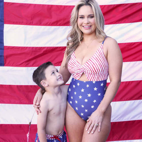 Women's Ruched Cutout One-Piece Swimsuit | Star-Spangled Summer