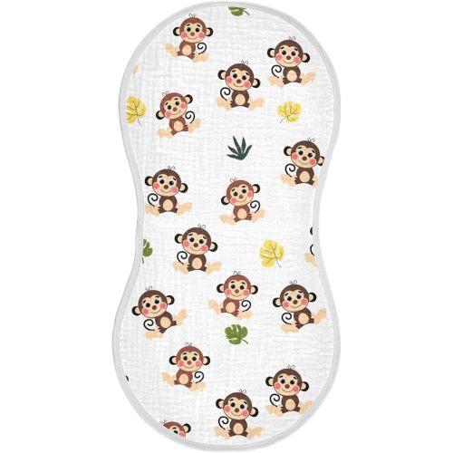 vvfelixl Baby Burp Cloths Funny Monkey Baby Newborn Cotton Burping Cloths Set Baby Washcloths 4 Pack White