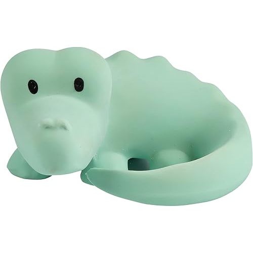 Tikiri Toys Rubber Crocodile Rattle, Teether & Bath Toy, Organic Natural Rubber