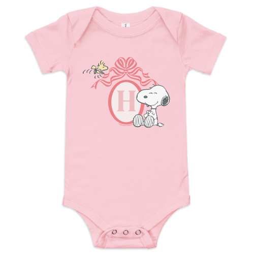Peanuts Snoopy Personalized Initials Girl's Baby Bodysuit