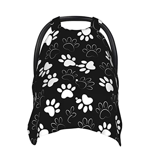 Animal Puppy Dog Paw Print Baby Car Seat Canopy Cover Multi Use Nursing Cover for Newborn Car Seat Canopy Mom Nursing Breastfeeding Covers Newborn Shower Gift