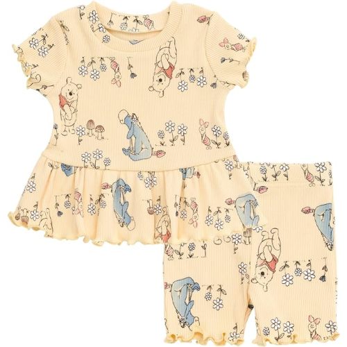 Disney Ribbed Peplum T-Shirt and Bike Shorts Outfit Set Newborn to Big Kid Sizes (0-3 Months - 14-16)