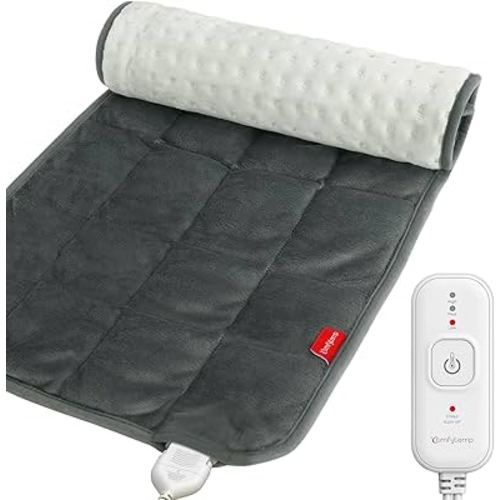 Comfytemp Weighted Heating Pad for Back & Period, FSA Eligible Electric Heat Pad, Valentines Day Birthday Gifts for Dad Men Him, 2.2 lb HSA Approved Neck Shoulder Heated Pad, 2H Auto-Off, 12x24, Gray