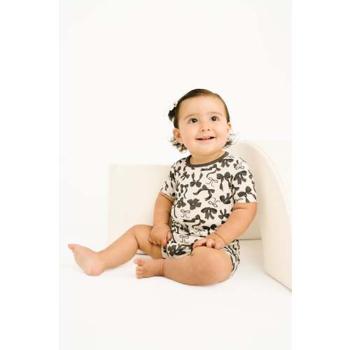Monochrome Bows Bamboo Shorts Set