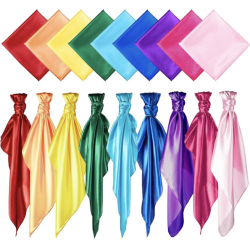 Geyoga 9 Pcs Fabric Play Scarves Rainbow Play Dance Scarves Creative Pretend Juggling Dress 35 x 35 Inch
