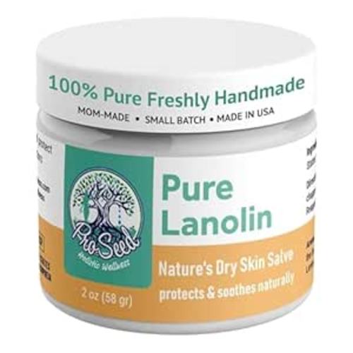 100% Pure Lanolin, Handmade in USA, Unrefined Balm, Dry & Itchy Skin, Cracked Lips, Breastfeeding, Nipple Cream, Baby Care, Moisture-Rich, Nursing Essentials & Petroleum-Free, for Hands, Face & Body