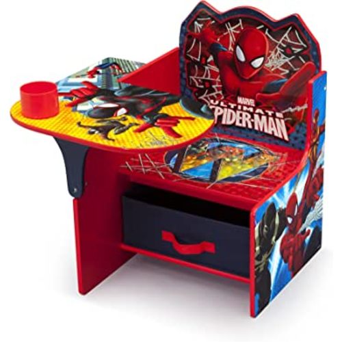 Delta Children Chair Desk With Storage Bin - Greenguard Gold Certified, Spider-Man, Arm Rest, Cushion Availability, Engineered Wood