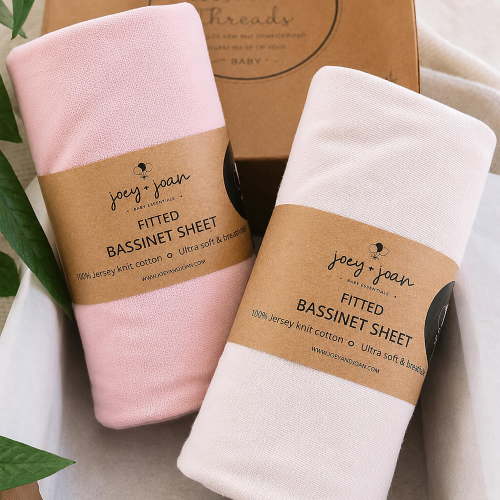 Joey + Joan Fitted Sheets for Baby Delight Beside Me Dreamer Bassinet & Bedside Sleeper (33 x 20 inch) – Muted Pink + Soft Pink (2 Pack)