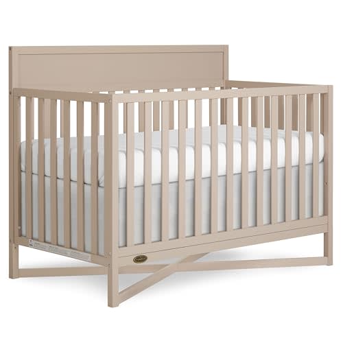 Dream On Me Owen 5-in-1 Convertible Full Size Baby Crib, GREENGUARD Gold | 3 Adjustable Height, Converts to Toddler, Day and Full Size Bed, BSA Verified, ASTM/CPSC Tested, Wooden X-base, Almond Butter