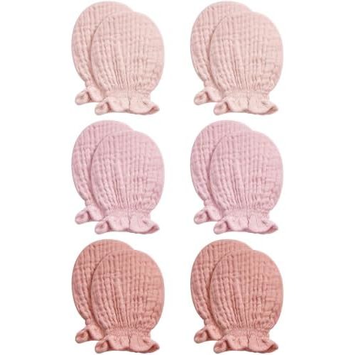 Pro Goleem Muslin Baby Mittens for Newborn, 100% Cotton No Scratch Soft Breathable Gloves for Boys and Girls 0-6 months