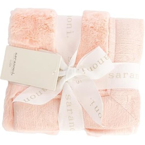 Saranoni Luxury Security Blankets for Babies | Ultra-Soft Lush and Boutique Quality Baby Blanket | Peach Blush, Mini - 15" x 20"