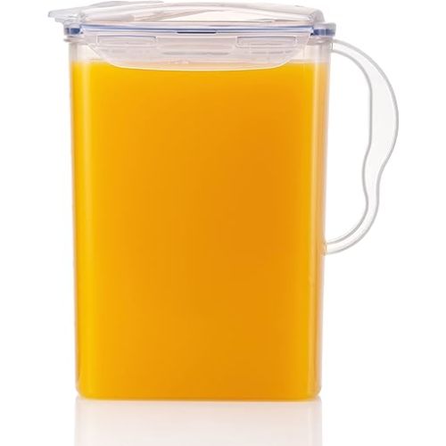LocknLock Aqua Fridge Door Water Jug with Handle BPA Free Plastic Pitcher with Flip Top Lid Perfect for Making Teas and Juices, 3 Quarts, Clear