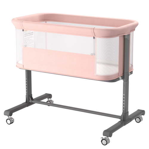 AILEEKISS Baby Bassinet with Wheels, Adjustable Height, Mesh Design, Pink