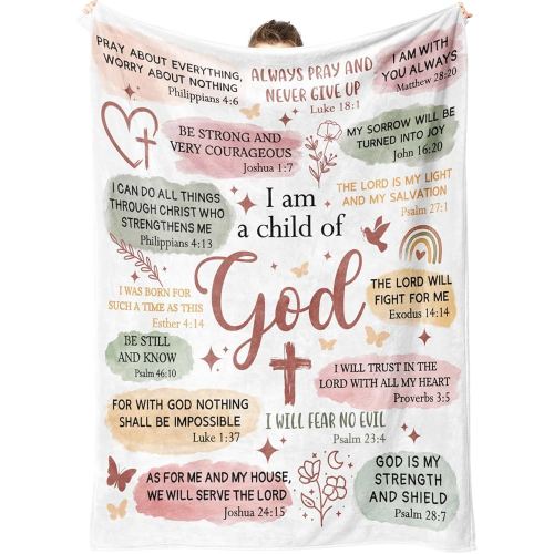 Christian Gifts for Women Birthday, I Am a Child of God Blanket, Baptism Gifts for Girl, Teen Girl Gifts Trendy Stuff, Inspirational Confirmation & First Communion Gifts for Girls(50 * 60)